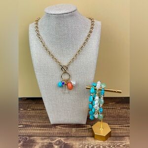 Nordstrom Turquoise Charm Necklace & Bracelet Set